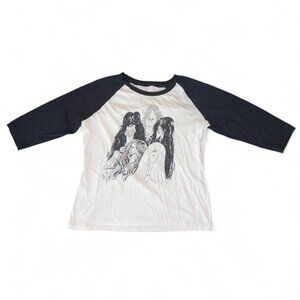 Black and White Graphic Raglan Tee